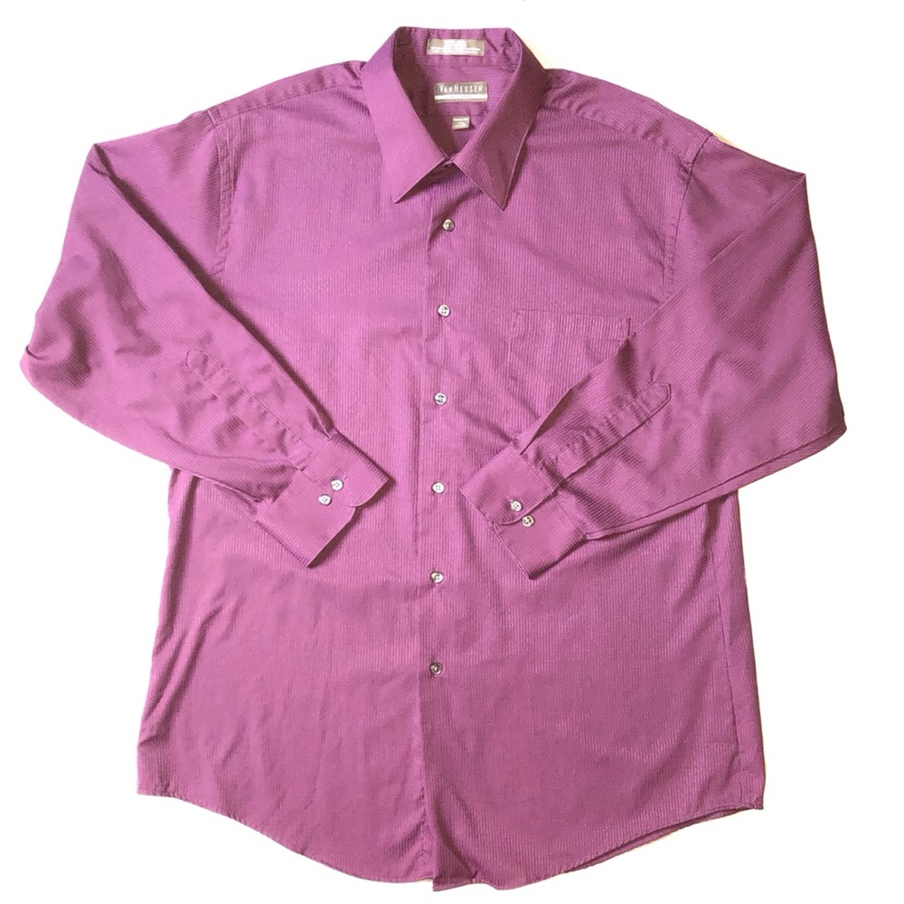 Van Heusen Shirt 3 for 15 SALE CLEARANCE Purple Button Down 17.5 32/33 Men